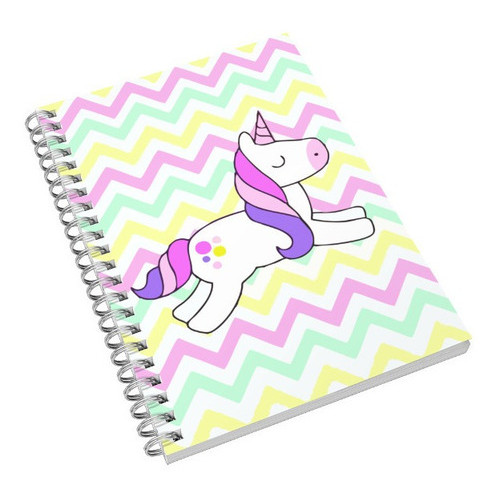 Caderno Universitário Unicornio Zigzag Kawaii 1, 10 e 15 Matérias Escolar Capa Dura Animes  Desenhos