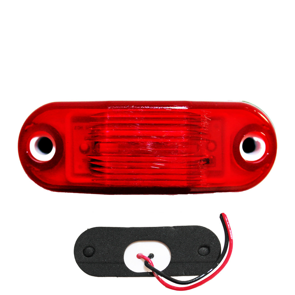 Lanterna Traseira Ônibus Caminhão Carreta Vigia 2 LED Vermelho BIVOLT com Chicote