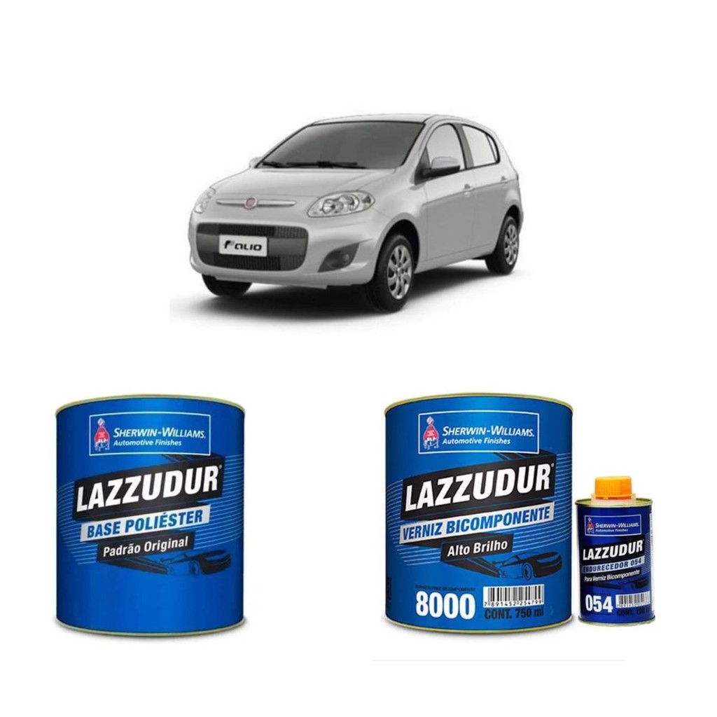 KIT TINTA  AUTOMOTIVA PRATA BARI+ VERNIZ 8000 BI COMP 0,9 LAZZUDUR em Oferta na Shopee