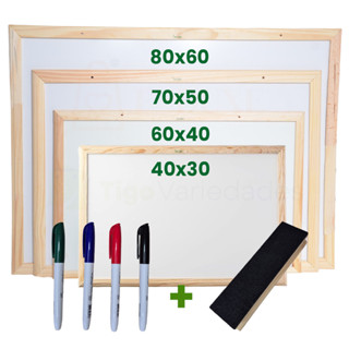 Quadro Lousa Escolar Branco Moldura em Madeira em Oferta na Shopee