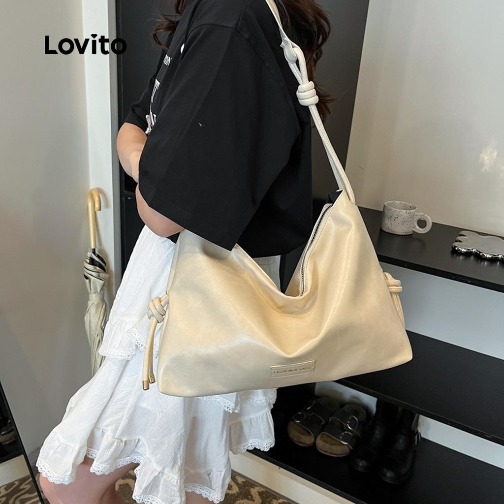 Lovito Casual liso grande de ombro bolsa de ombro para mulheres LFA76053 - Women Bags
