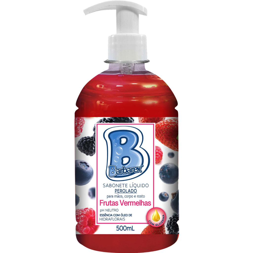 Sabonete Líquido Perolado Frutas Vermelhas Barbarex 500ml em Oferta na Shopee