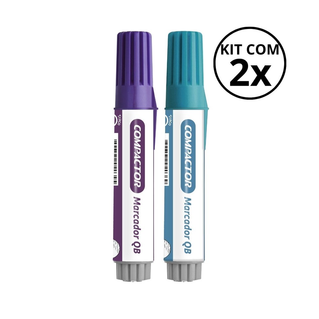 Kit com 2 Marcadores Para Quadro Branco - COMPACTOR COR:VIOLETA + TURQUESA em Oferta na Shopee