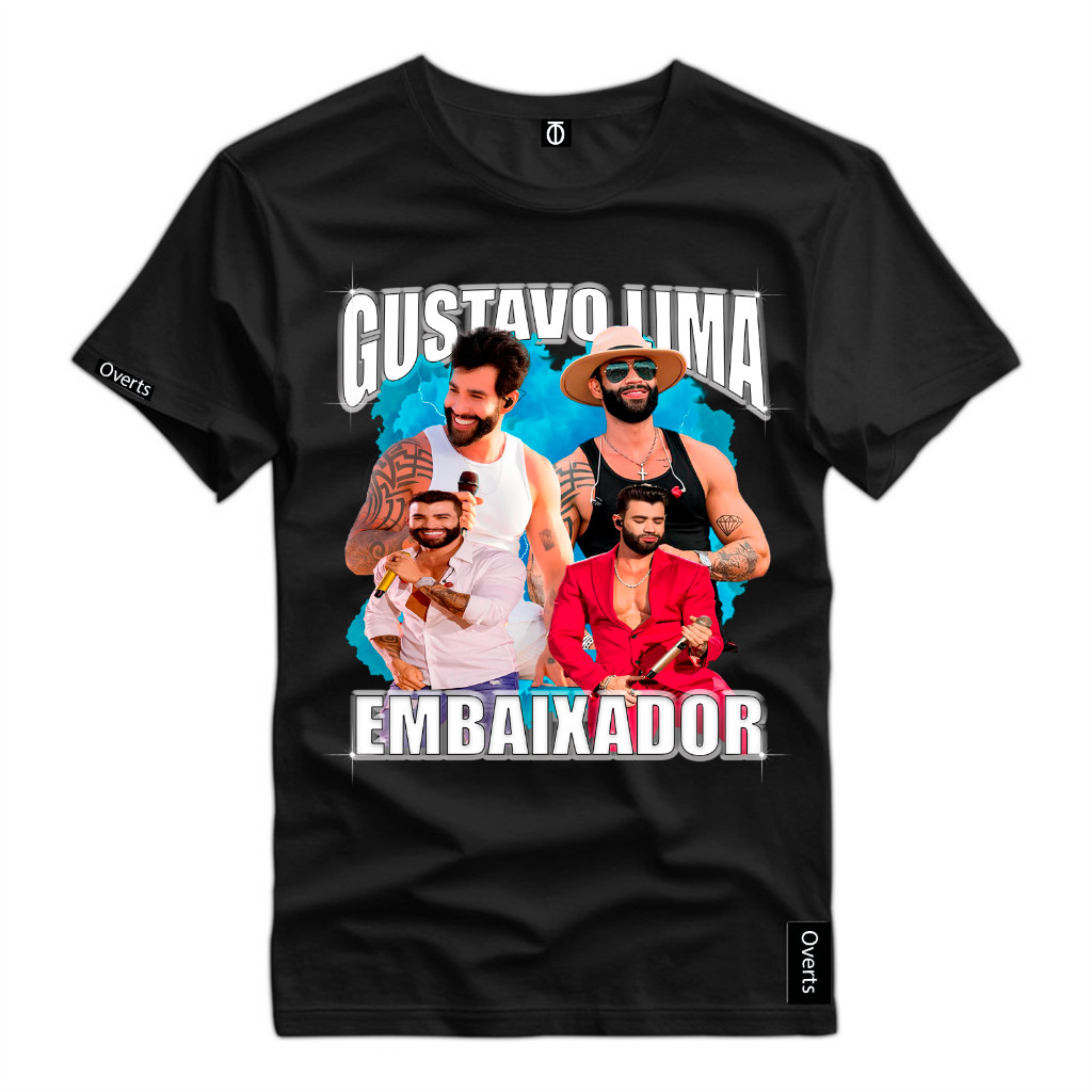 Camiseta Personalizada Gustavo Lima o Embaixador Camisa Estampada Unissex 100% Algodao Premium 2025