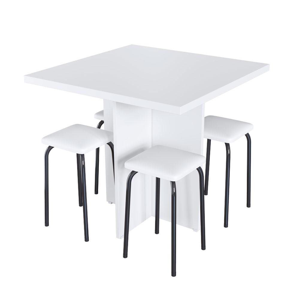 Conjunto de Mesa de Cozinha com 4 Lugares Verona II Branco e Preto - Home & Living