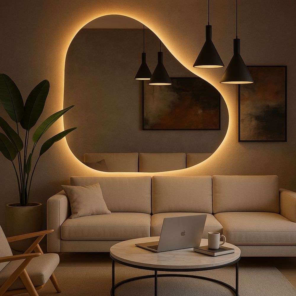 Espelho Grande Corpo Inteiro Com Led Espelho Para Sala Quarto Espelho Orgânico