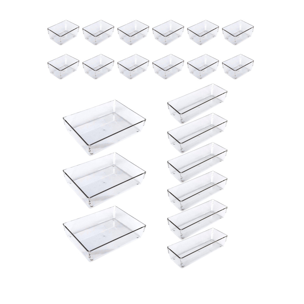 Kit 21 Organizador Multiuso Modular Gavetas Acrílico Cristal em Oferta na Shopee