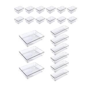 Kit 21 Organizador Multiuso Modular Gavetas Acrílico Cristal em Oferta na Shopee