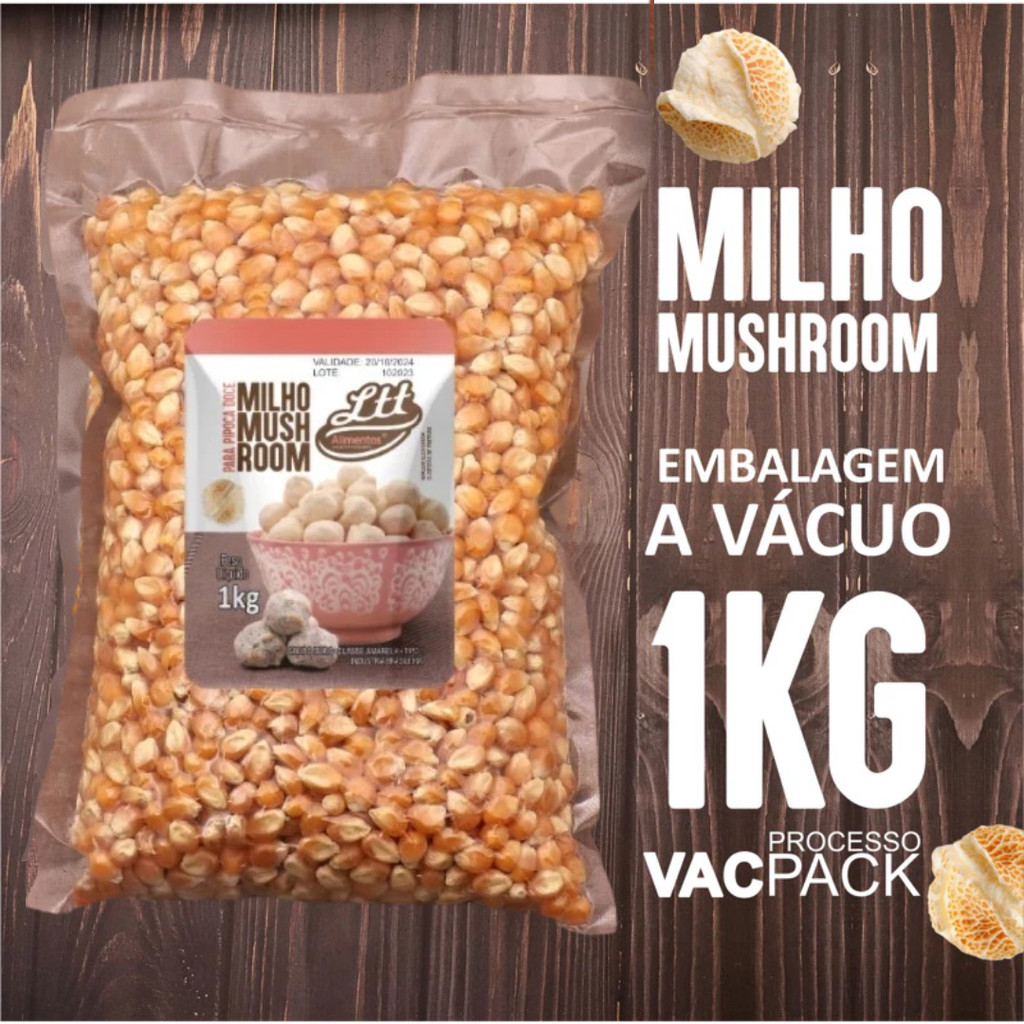 MILHO PARA PIPOCA MUSHROOM - 1 KG A VACUO Marca Oficial Mais Tempero em Oferta na Shopee