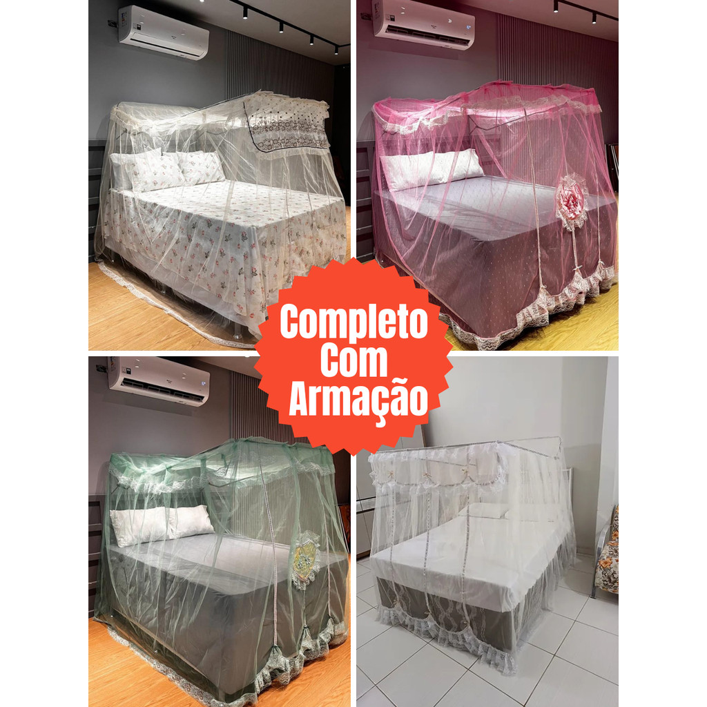 Mosquiteiro Casal Box E Queen Com Armação em Oferta na Shopee