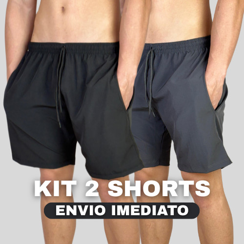 Kit 2 Shorts Bermudas Leves Lisas Masculino Tactel Com Elastano Básico Academia Treino Fitness