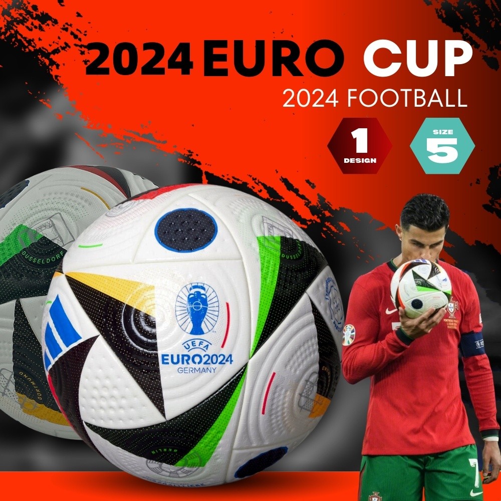 EURO Futebol Bola Sepak Gam Match Ball Laminado EURO2024 Copa Pronto Estoque em Oferta na Shopee