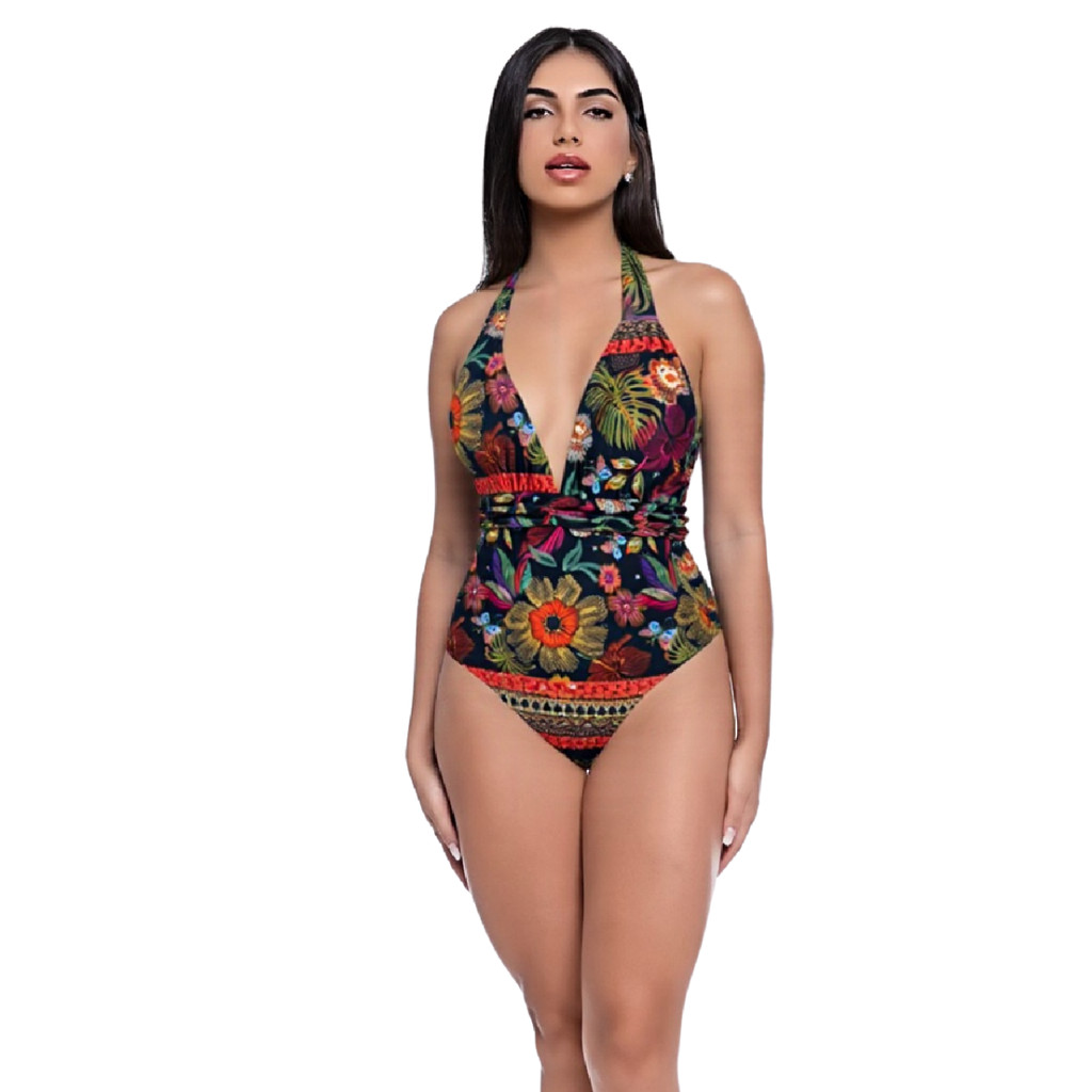 Maio Feminino Body Estampado Decote Frente Única Bojo Removível