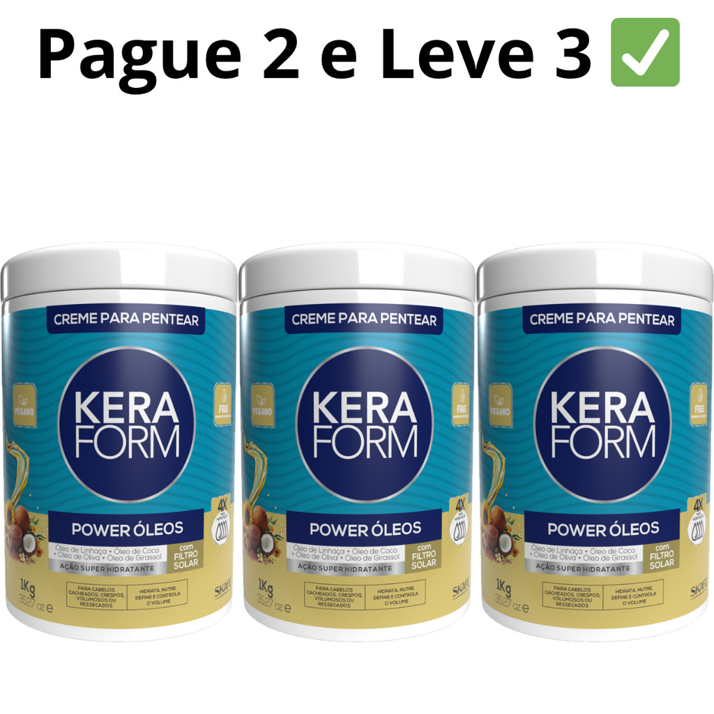 [3 por 2] 3un Creme para Pentear Keraform Power Óleos 1kg em Oferta na Shopee