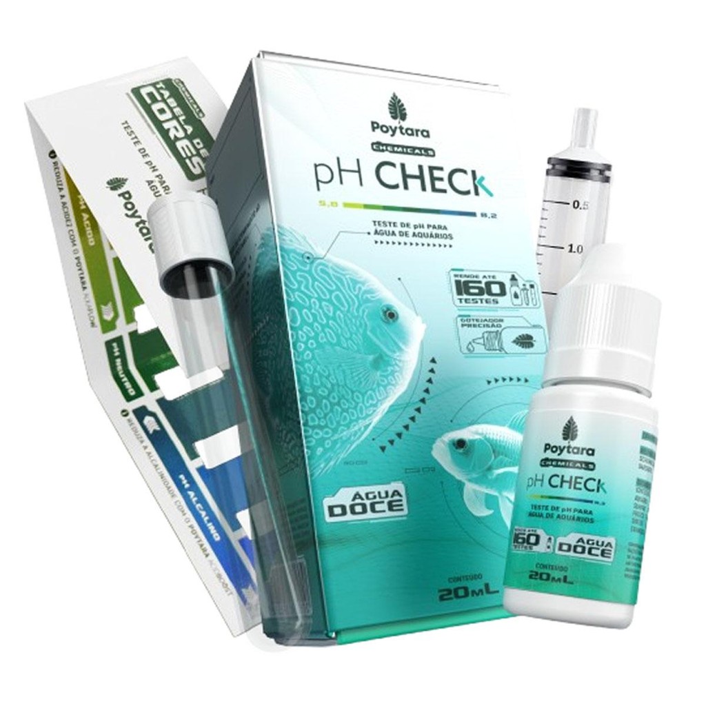 Poytara Chemicals Ph Check Teste De Ph 160 Testes Água Doce