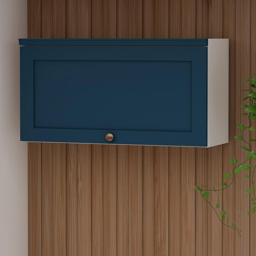 Armário de Cozinha Genialflex Iluminata 1 Pt 80 Cm Bco Azul em Oferta na Shopee