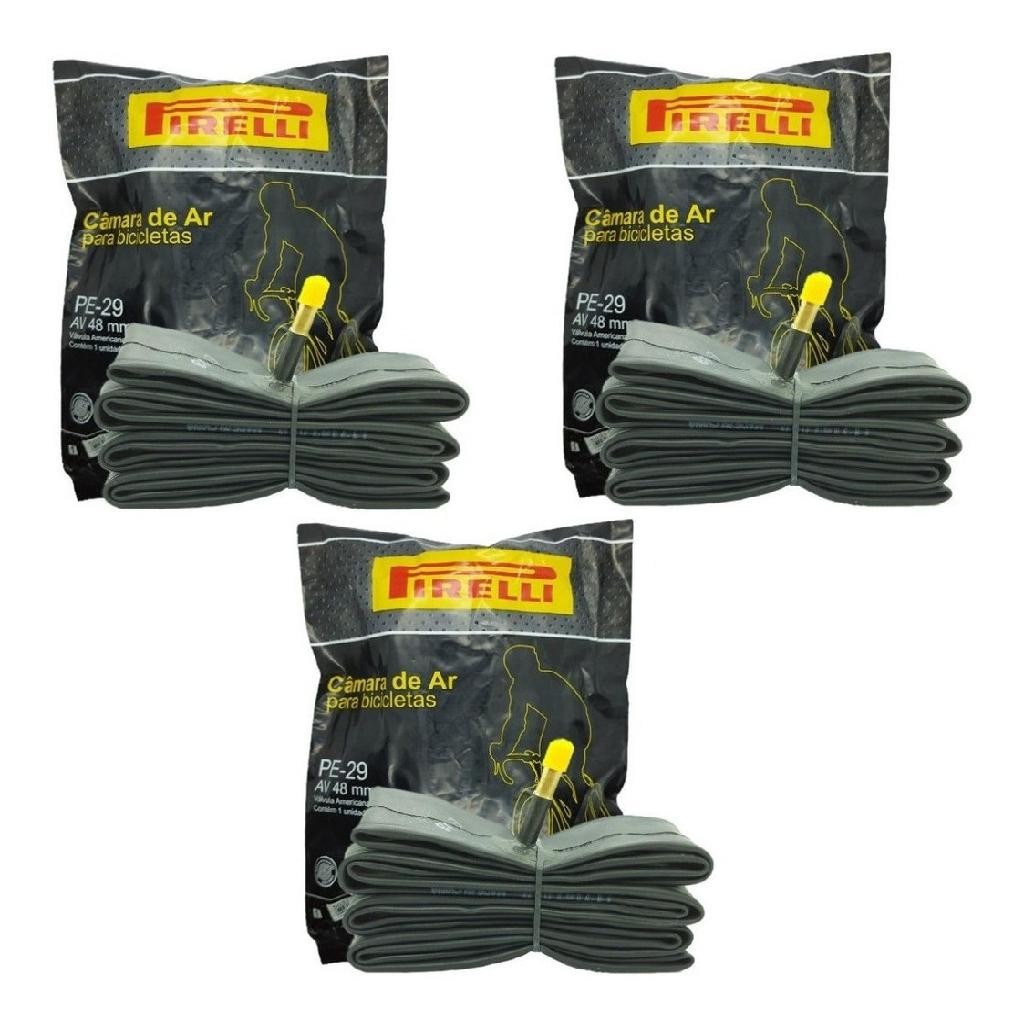 KIT 3 CÂMARAS DE AR ARO 29 PIRELLI BICO GROSSO 48MM MTB em Oferta na Shopee