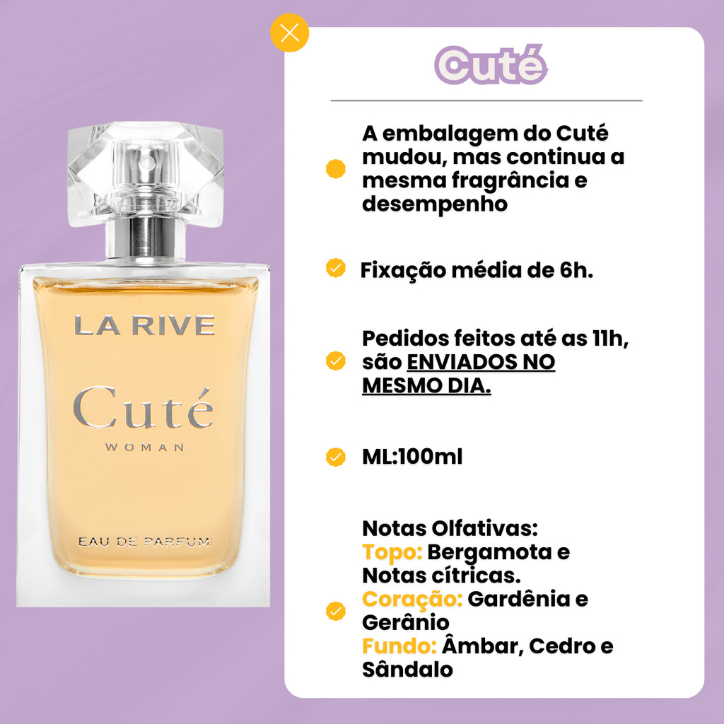 Kit 2 La Rive Feminino Cute e Her Choice Perfume De Mulher Para Noite Dia a Dia — imagem 2 de 2