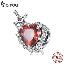 Bamoer 925 Prata Esterlina Pingente Amor Espada Acessório Pulseira Moda Jóias Presente Feminino