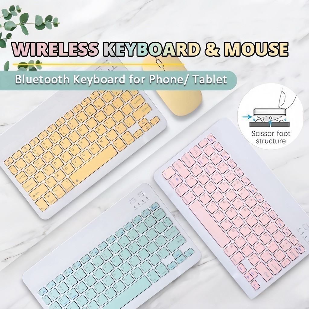 Teclado Kit E Mouse Bluetooth 5.2 Pc iPhone Android Compatível