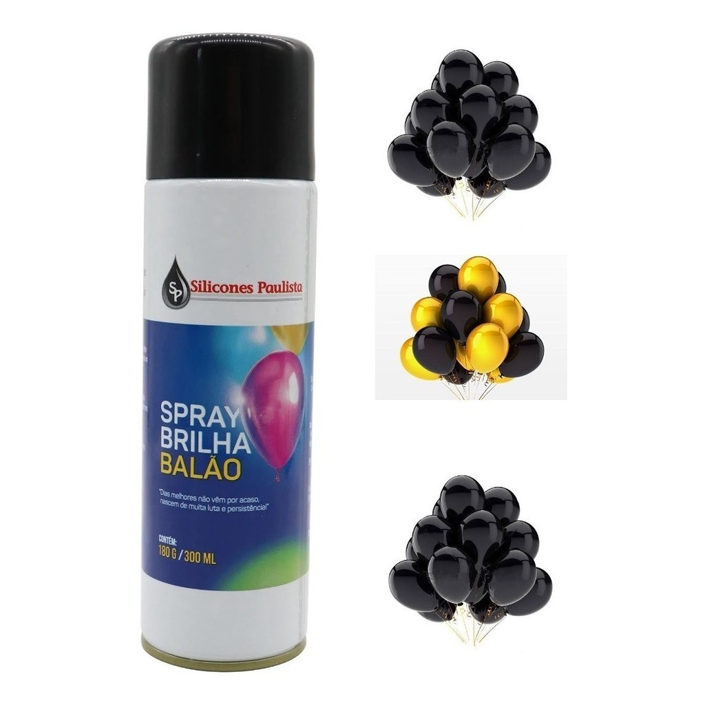 3 Spray Brilho Brilha Balão Bexiga Látex Buffet Festa 300ml — imagem 2 de 2