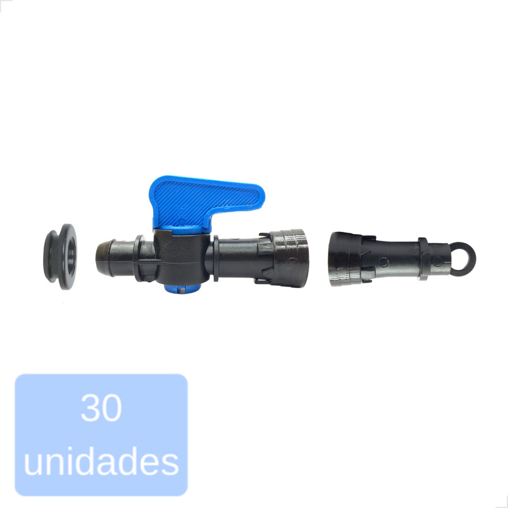 Kit 30 unid. Registro Inicial com Anel 6P + Anel de Vedação + Fim de Linha Anel 6 pontas