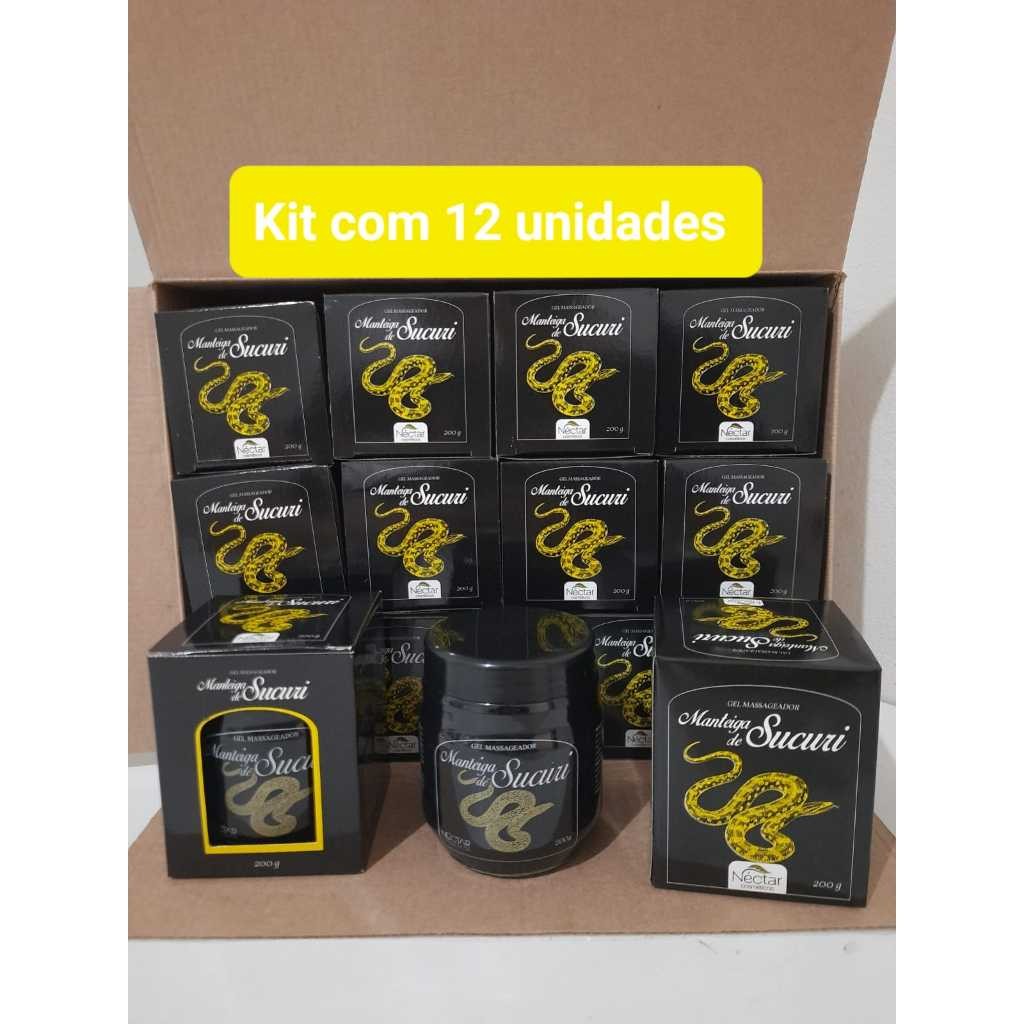 Kit 12 Manteiga De Sucuri Gel Massageador Néctar - 200 grs - extra forte - ORIGINAL em Oferta na Shopee