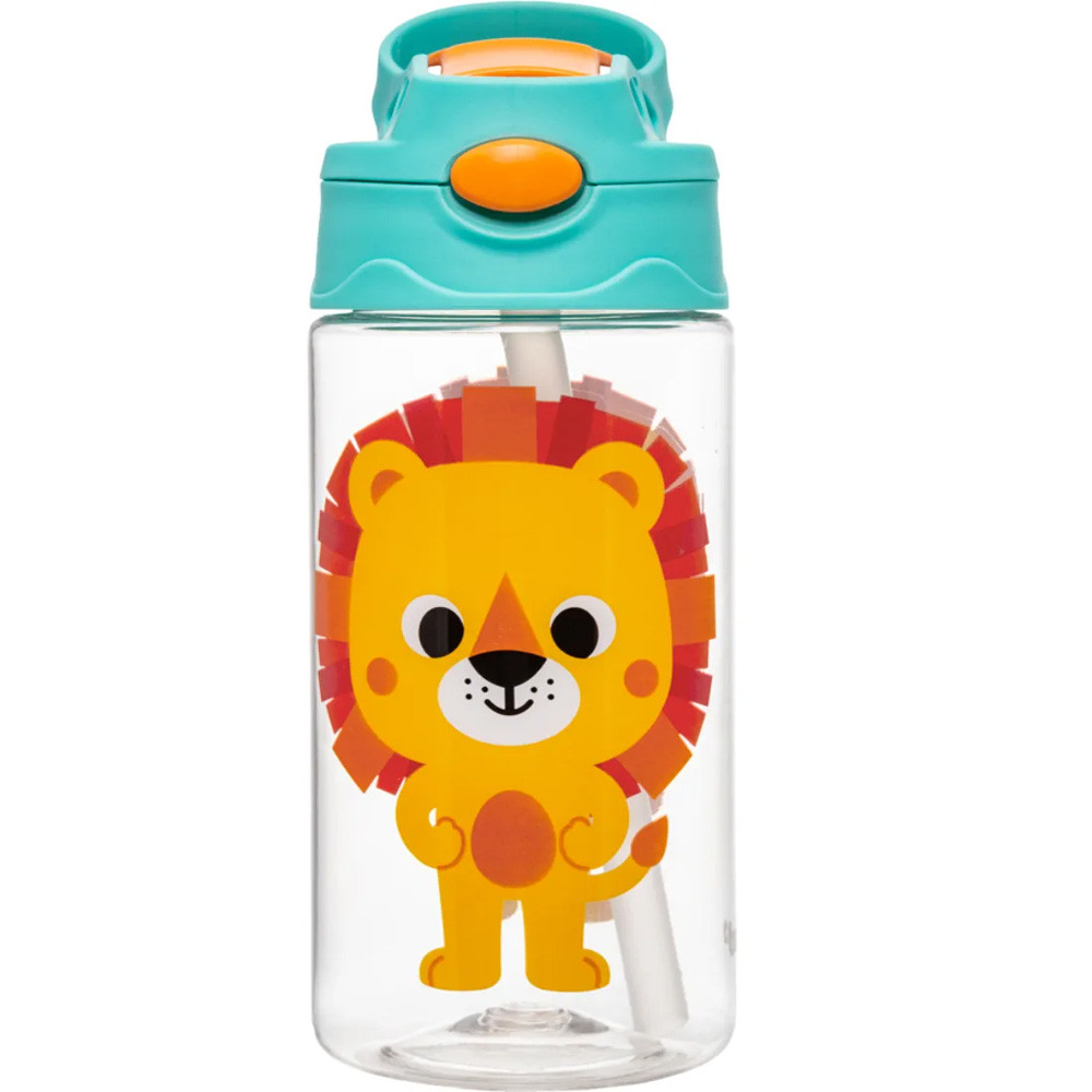 Garrafinha Tritan Canudo Zoo Leão 450ml Buba