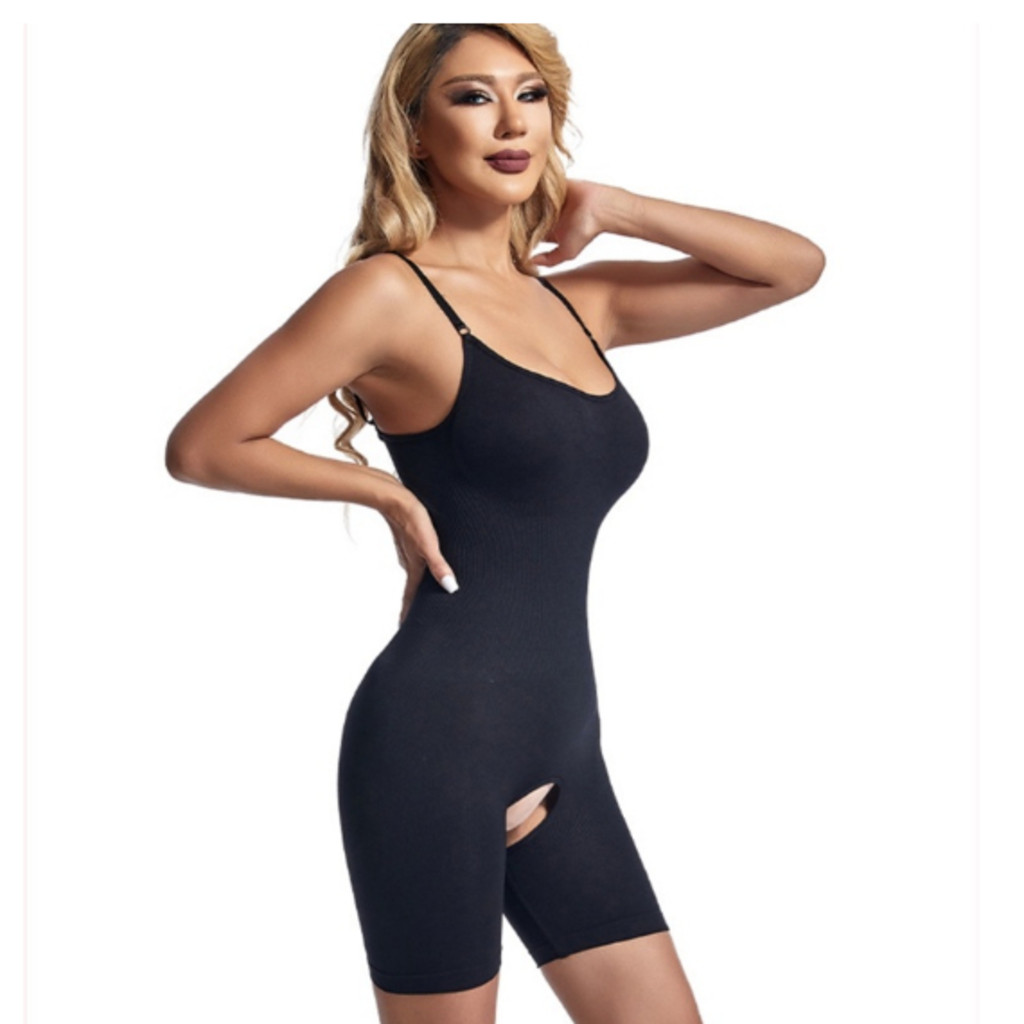 WX8671 Cinta de Corpo Inteiro Com Alça Abertura no meio das pernas  Coxas Emagrecedor Shapewear