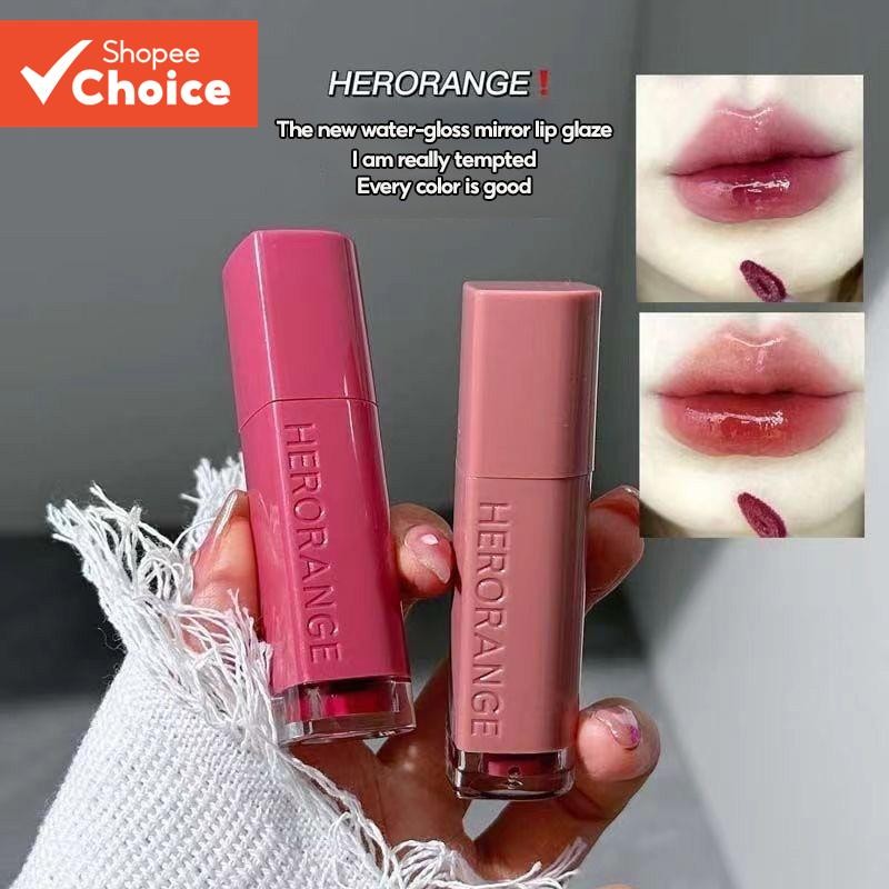 HERORANGE Mirror Gloss Batom Água-Suave Hidratante De Longa Duração Lábios Rechonchudos