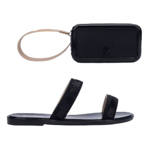 Melissa + Bolsa Dua M Lover Preto/Bege