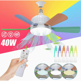 Ventilador de Teto Com Luz 40w Led 3 Tipos de Luz + Controle Remoto Ventilador C/ 6 Hélices Bivolt em Oferta na Shopee