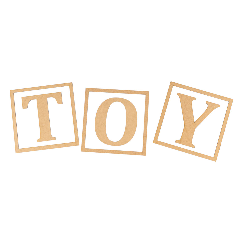 Letras TOY Molduras para Cubos 30x30 Mdf Cru Decoração
