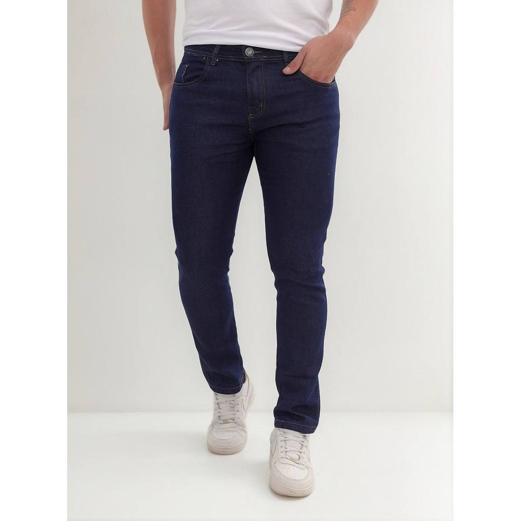 Calça Jeans Masculina Super Skinny Escura Básica Lisa Casual