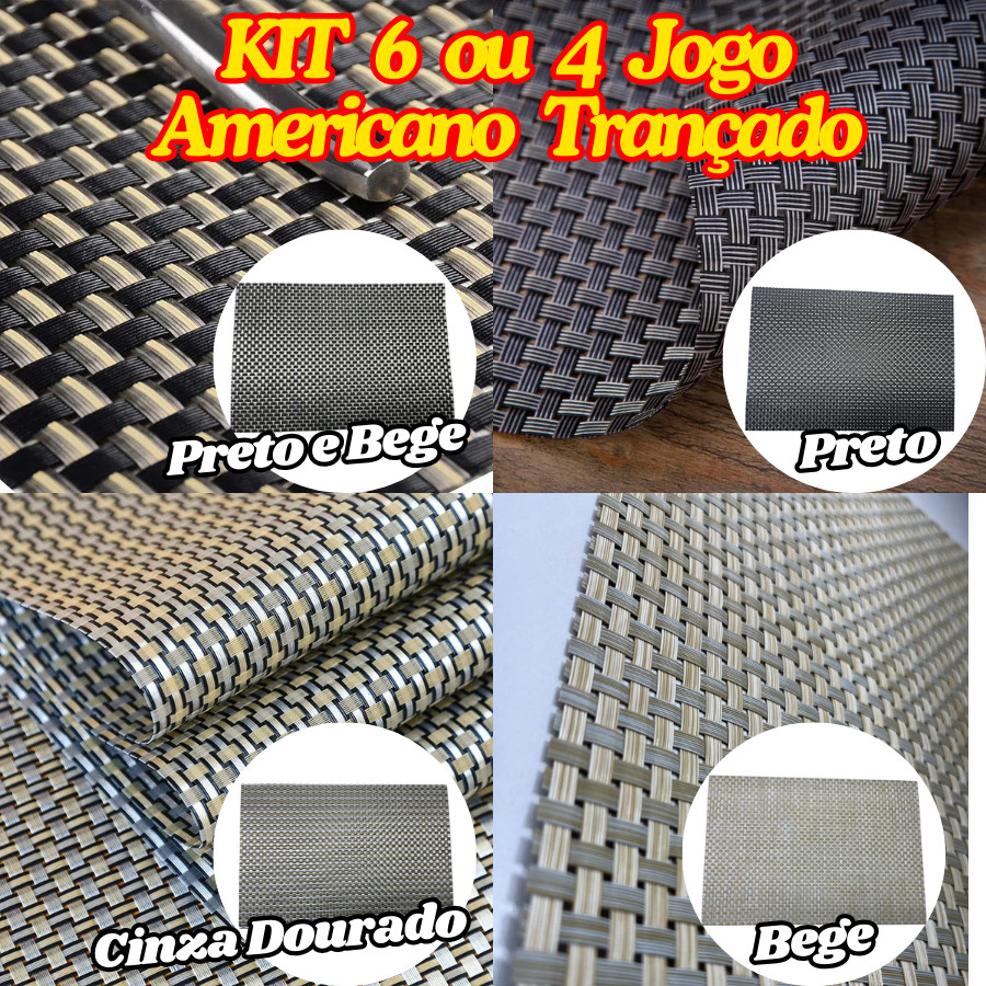 Kit 6 Ou 4 Jogo Americano 30x45Cm Trançado Multiuso Decorativo Supla Descanso De Mesa Para Decorar
