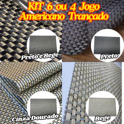 Kit 6 Ou 4 Jogo Americano 30x45Cm Trançado Multiuso Decorativo Supla Descanso De Mesa Para Decorar