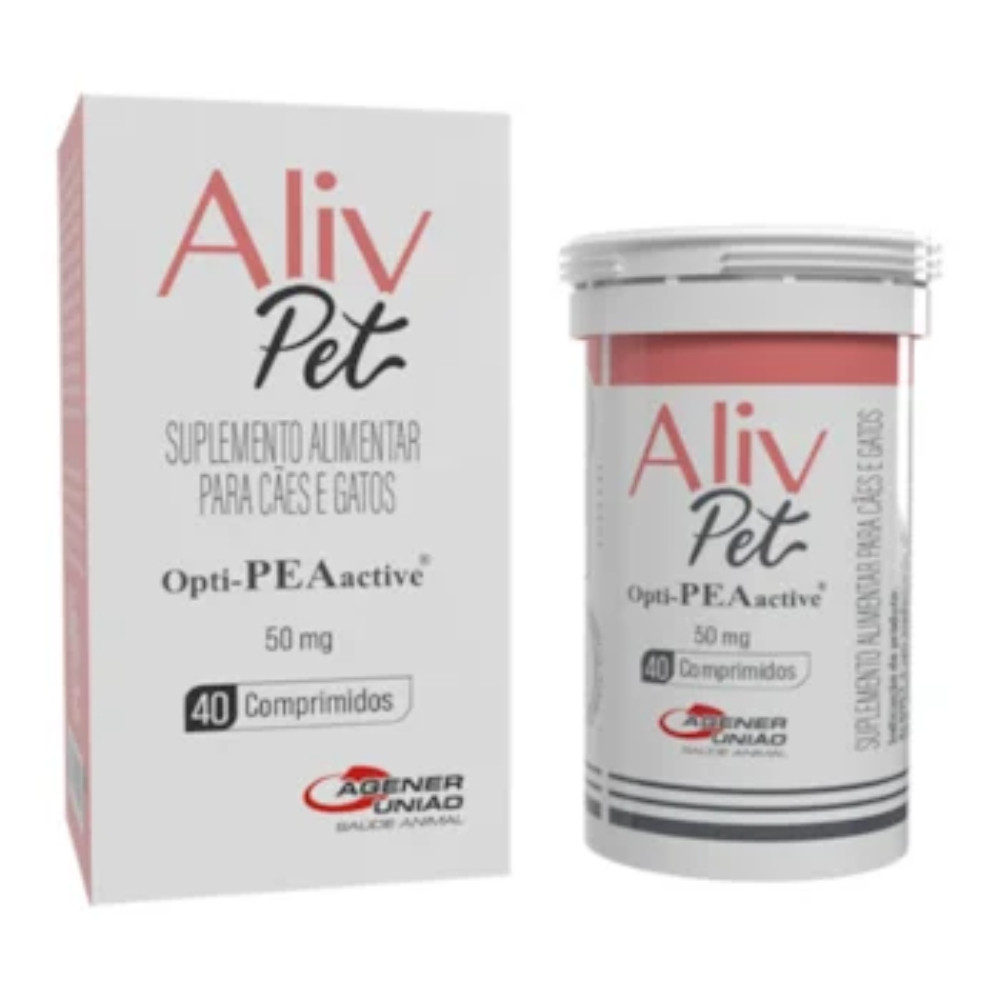 Suplemento Alimentar Cães e Gatos Aliv Pet 50mg C/ 40 Comp