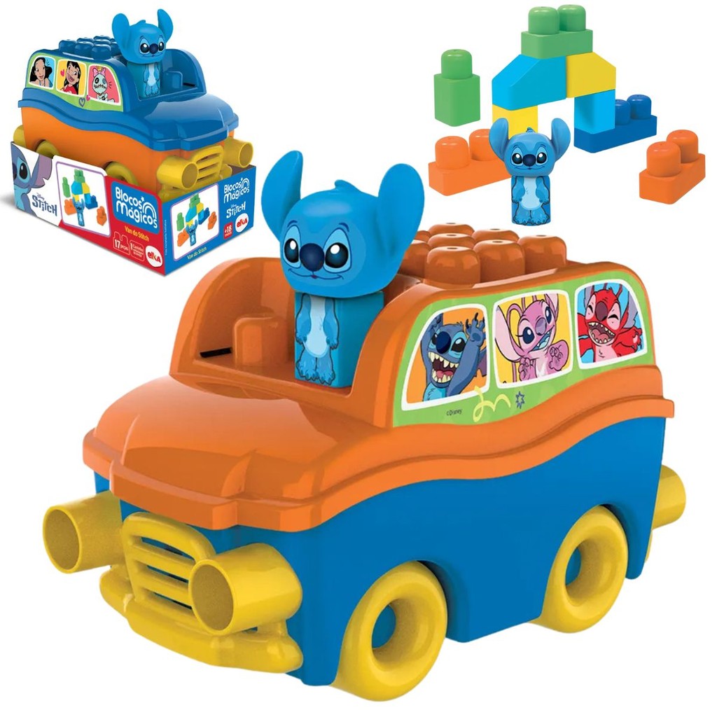 Brinquedo Blocos Magicos Van do Stitch Disney 1310 - Elka - Mom & Baby