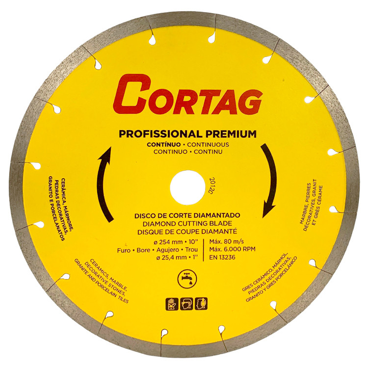 Disco de Corte Diamantado 10" para Mármore, Cerâmica e Porcelanato 254 x 1.60 x 25.40mm Cortag 62144