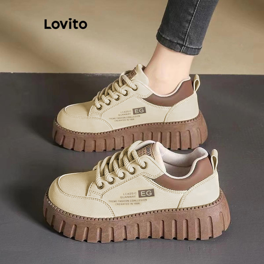 (Trendy) Lovito Tênis Casuais Alemão Todos Os Jogos Tênis Para Mulher LFA50008 - Women Shoes
