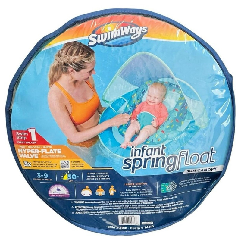 Boia Bebê com Toldo | 3 a 9 Meses | Swinways | Proteção Solar UPF 50+