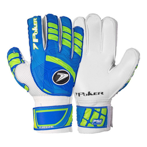 Luva De Goleiro Futebol Campo Profissional Classical Branco/Azul Tamanho 11