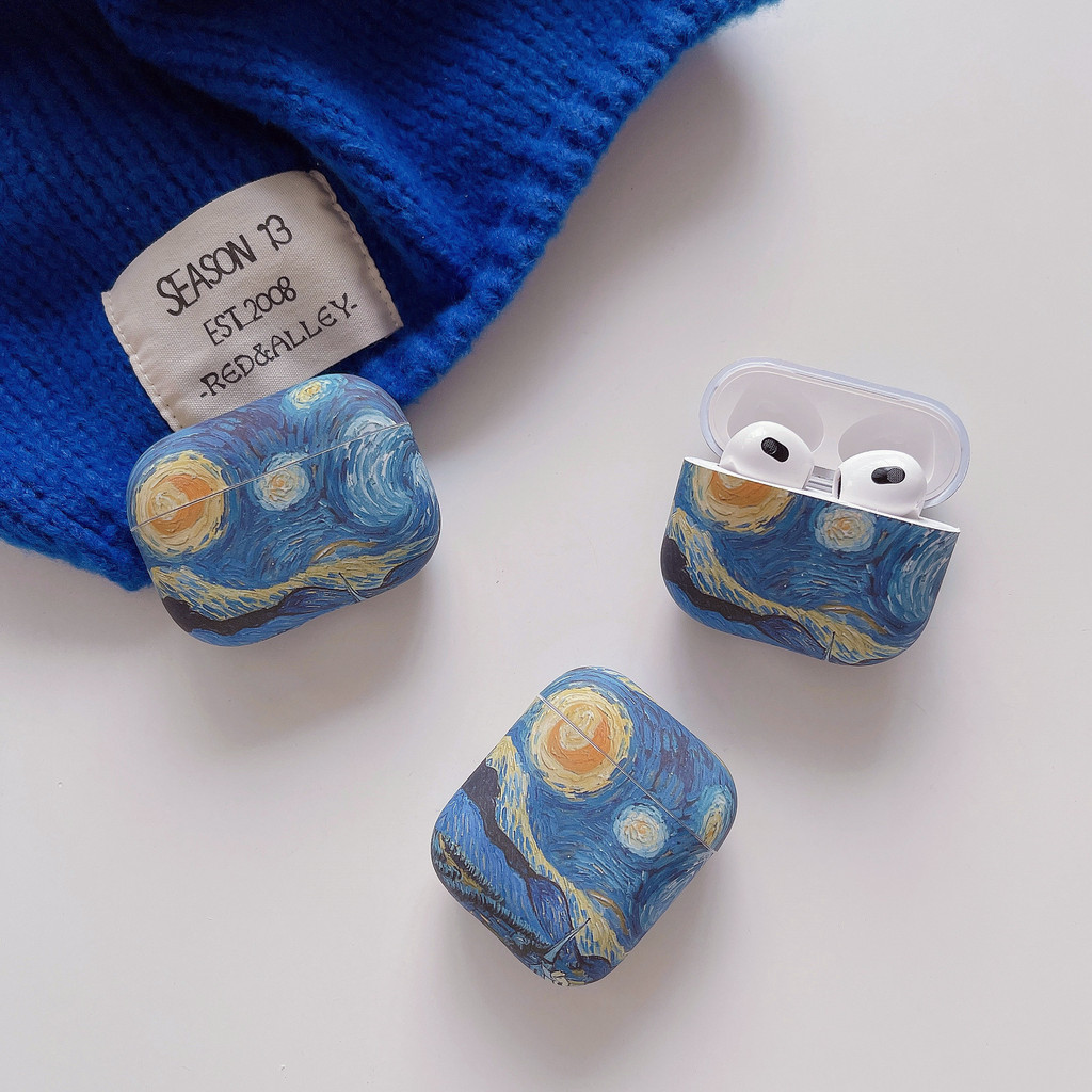Compatível com AirPods Pro 4 3 2 Case para Fone, Capa Anti-Queda Personalizada Estilo Pintura a Óleo