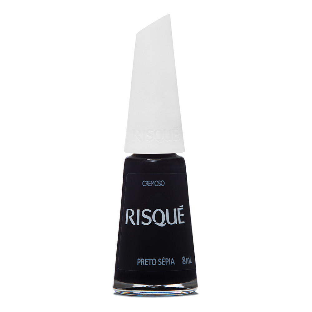 Esmalte Risqué Preto Cremoso Preto Sépia 8ml em Oferta na Shopee