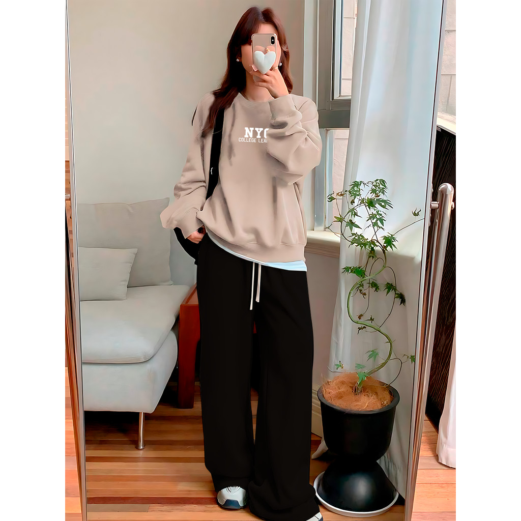 Conjunto Moletom Gola C Boxy Calça Reta Feminina NYC College League