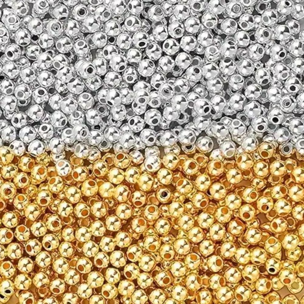 Miçangas 2, 3, e 8mm METAL 100%  ATÉ 1200 PÇS p/ colar pulseira brinco bijuteria e terços