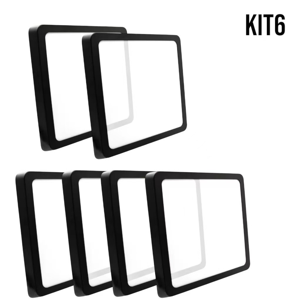 Kit 6 Plafon LED de Sobrepor 25W Quadrado Preto – Bivolt, Instalação Rápida para Sala e Quarto em Oferta na Shopee