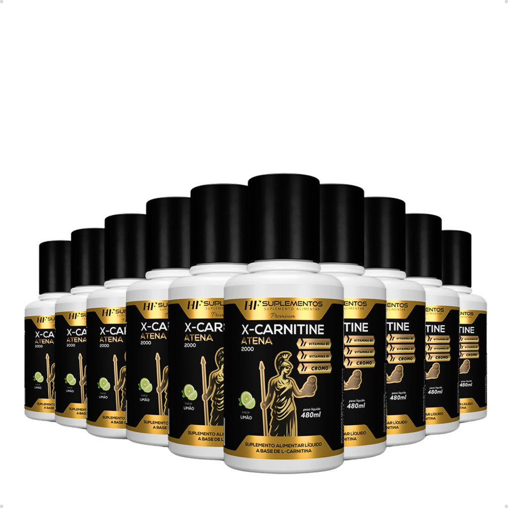 10X X-CARNITINE ATENA 2300 + CROMO 480ML LIMÃO HF SUPLEMENTS