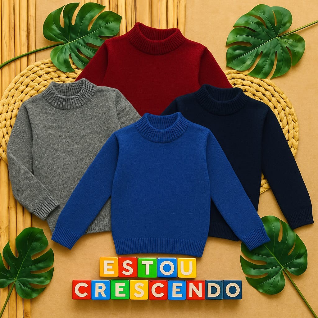 Blusa de Lã Lisa Infantil Menino Gola Alta Cacharrel Inverno Quente Estilosa em Oferta na Shopee