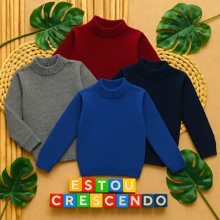 Blusa de Lã Lisa Infantil Menino Gola Alta Cacharrel Inverno Quente Estilosa em Oferta na Shopee